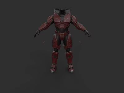 Sci Fi Game Movie Character Wearing Red And Black Mech Armor 3d model