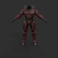 Sci Fi Game Movie Character Wearing Red And Black Mech Armor