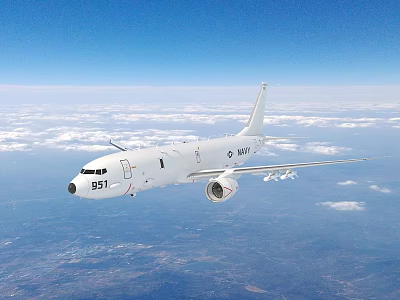 White Fighter Jet Number 981 Flying High In Blue Sky With Clouds Overhead Land 3d model