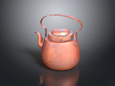 Traditional Copper Teapot With Handle Spout And Lid For Home Kitchen Use 3d model