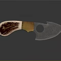 Handcrafted Metal Blade Knife Featuring Wooden Handle And Circular Hole Design