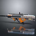 Futuristic Sci Fi Weapon With Orange And Silver Design Advanced Sight And Tactical Features 3d model