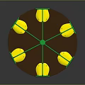 Kids Outdoor Playground Rotating Swing With Green Frame And Yellow Seats