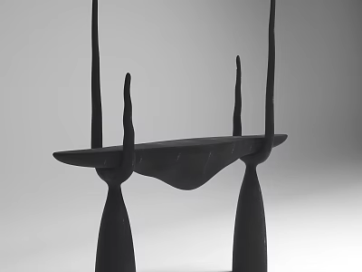 Modern Artistic Black Bar Counter Design With Tall Slender Supports And Unique Sculptural Base 3d model