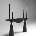 Modern Artistic Black Bar Counter Design With Tall Slender Supports And Unique Sculptural Base