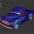 Vintage Blue Cartoon Truck With Flame Decals Blue Wheels And Character Eyes