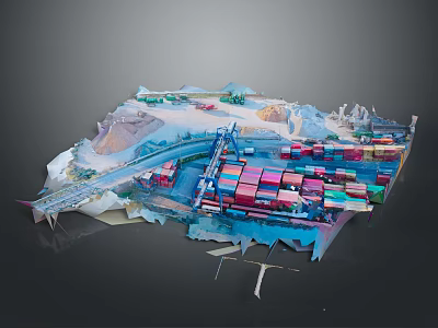 Modern Port Logistics Terminal With Colorful Containers And Shipping Facilities 3d model