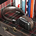 Vintage Suitcase Wall Decor With Books Lantern Radio And Papers