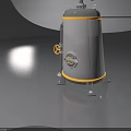 Industrial Stainless Steel Storage Tank with Swing Door and Yellow Stripe Top Pipe