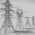Multiple Power Towers With Various Metal Framework Structures And Designs
