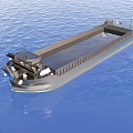 Cargo Ship Sailing On Blue Sea With Flat Deck And Hull Design 3d model