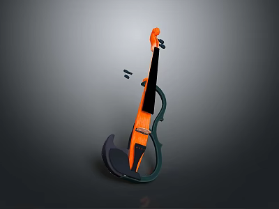 Unique Orange Black Violin Shaped Household Item For Modern Home Decor 3d model