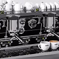 Professional Coffee Machine For Kitchen With Glass Countertop And Multiple Cups 3d model