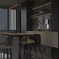 Modern Minimalist Living And Dining Room Interior With Black Leather Sofa And Stylish Home Decor