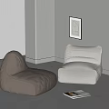 Nordic Lazy Sofa Bean Bag Single Sofa 3d model
