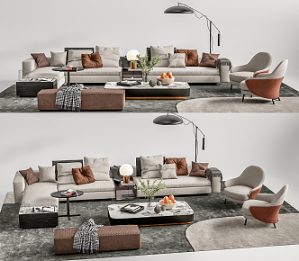 Modern sofa coffee table combination 3d model