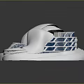 Futuristic Architectural Design Featuring White Curved Shapes Blue Decorative Elements And Circular Layout 3d model