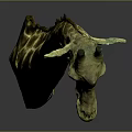 Giraffe 3D Model With Long Neck Yellow Brown Spots And Gray Background