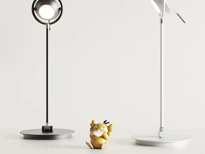 Modern Black and White Floor Lamps with Adjustable Heads and Stable Bases 3d model