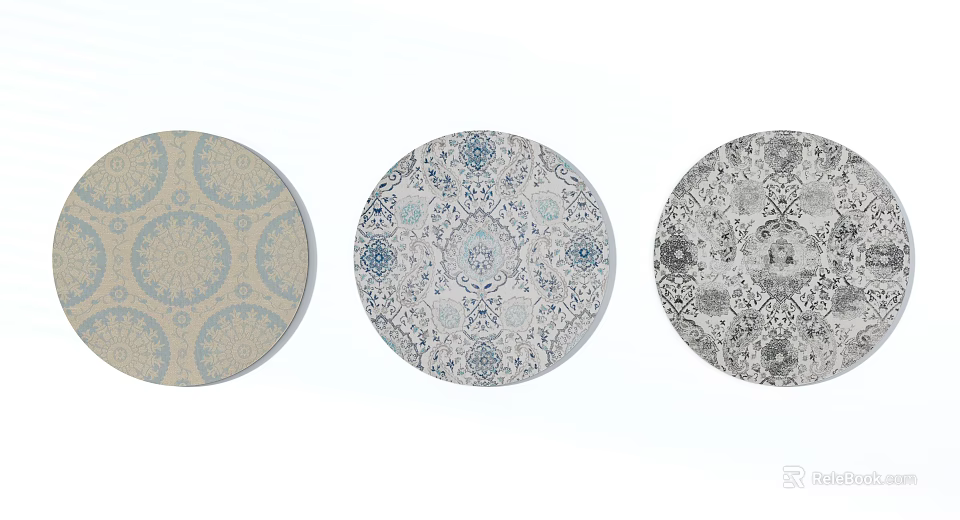 Round Carpets With Diverse Pattern Designs For Home Decor And Interior Styling 3d model