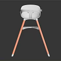 Modern Kids High Chair With White Seat Three Orange Legs And Tray