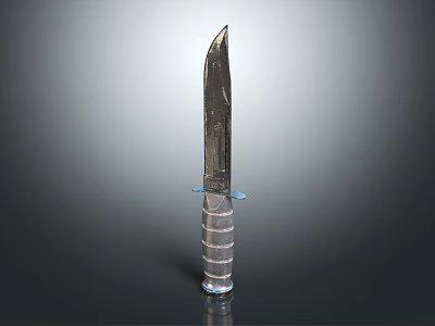 Sharp Metal Blade Weapon Knife With Transparent Striped Handle On Gray Background 3d model