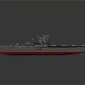 Realistic Warship 3D Model Featuring Gray Hull Red Bottom And Deck Structures 3d model