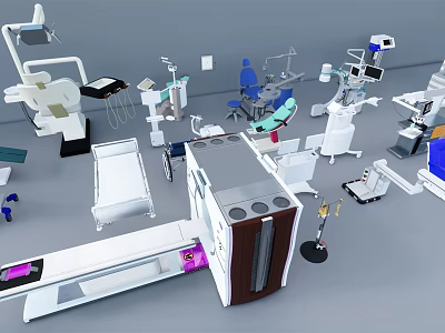 Comprehensive Range Of Medical Equipment Including Surgical Instruments Diagnostic Tools And Hospital Beds 3d model
