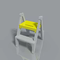 Modern White Frame Two Step Stool With Bright Yellow Seat Surface 3d model
