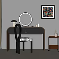 Modern Middle Ancient Dressing Table Dressing Chair Dressing Mirror Makeup Table Makeup Stool Combination Middle Ancient Side Table Lamp Dressing Table 3d model