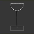 Silver Metal Geometric Stand with Curved Handle and Square Base