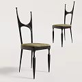 Modern Accent Chairs With Black Metal Frame And Beige Upholstered Cushion
