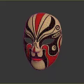Elegant Traditional Mask in Red Black Gold with Curled Patterns as Fashion Accessory