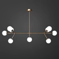Modern Brass Hanging Chandeliers With Multiple White Spherical Bulbs Design 3d model