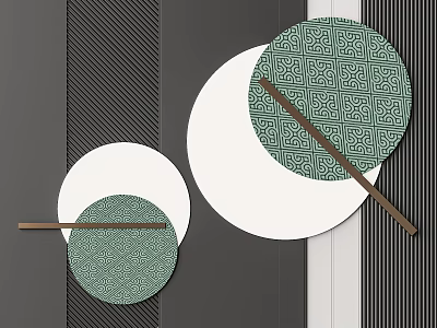 Modern Circular Wall Decor With Green Geometric Pattern And White Accents For Home Interior Design 3d model