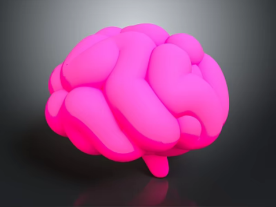 Sleek Pink Brain 3D Model On Dark Background With Glossy Surface 3d model