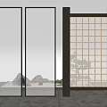 Modern partition glass screen partition 3d model