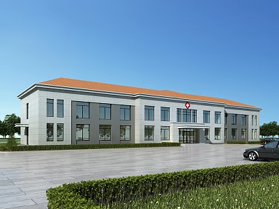 modern hospital building second floor health center 3d model