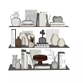 Minimalist Modern Decorative Ornament Set With Vases Sculptures Books And Shelf Decor