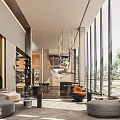 Modern negotiation area sales office negotiation area sofa coffee table combination sand table front desk wine rack art chandelier display cabinet 3d model