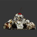 Delicious Ice Cream Sundae With Whipped Cream Cherry Nuts And Chocolate Sauce