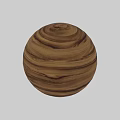 Wooden Sphere Component With Natural Grainy Texture On Wooden Panels