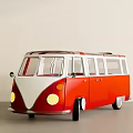 Vintage Red And White Van With Classic Exterior Design And Large Windows