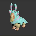 Cute Game Movie Character With Blue Pink Body Round Shape And Horns Design
