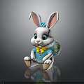 Cute Plush White Rabbit With Blue Bow Yellow Clothing And Easter Egg Backpack 3d model