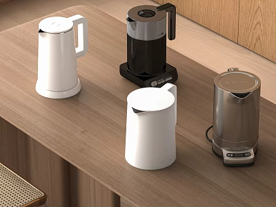Modern Electric Kettles With Sleek Design On Wooden Countertop As Daily Appliances 3d model