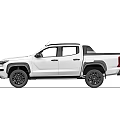 Mitsubishi White Pickup Truck with Black Wheels Rugged Design and Cargo Bed