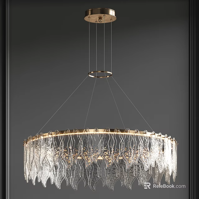 Modern Elegant Crystal Chandelier with Gold Frame Circular Hanging Decorative Lighting Fixture 3d model 