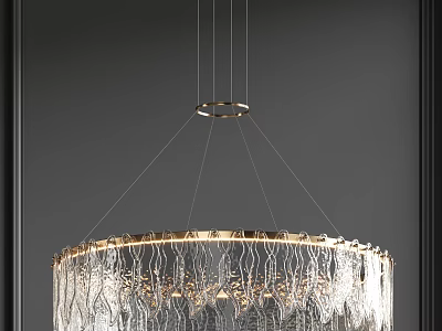 Modern Elegant Crystal Chandelier with Gold Frame Circular Hanging Decorative Lighting Fixture 3d model