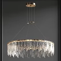 Modern Elegant Crystal Chandelier with Gold Frame Circular Hanging Decorative Lighting Fixture